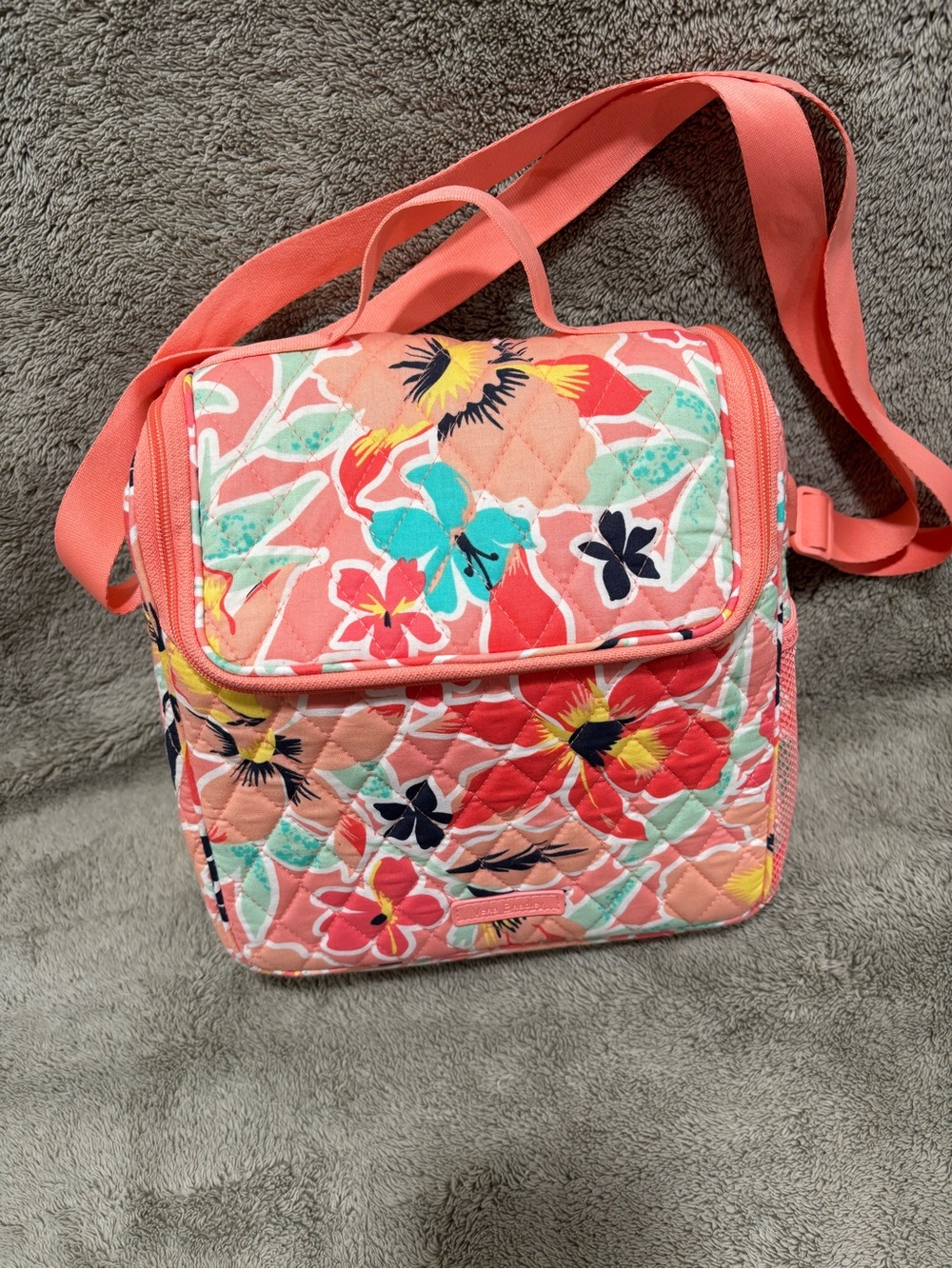 Vera Bradley-Quilted Coral Floral Lunch Bag